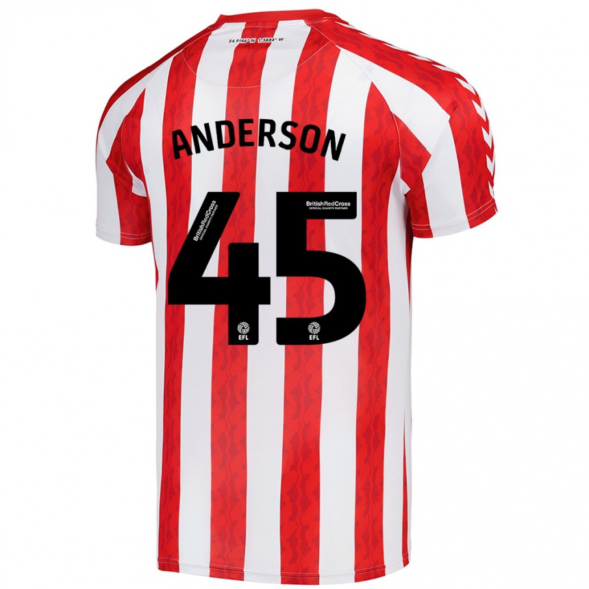 キッズフットボールJoe Anderson#45赤 白ホームシャツ2024/25ジャージーユニフォーム