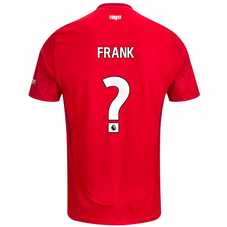 キッズフットボールDjamna Frank#0赤 白ホームシャツ2024/25ジャージーユニフォーム