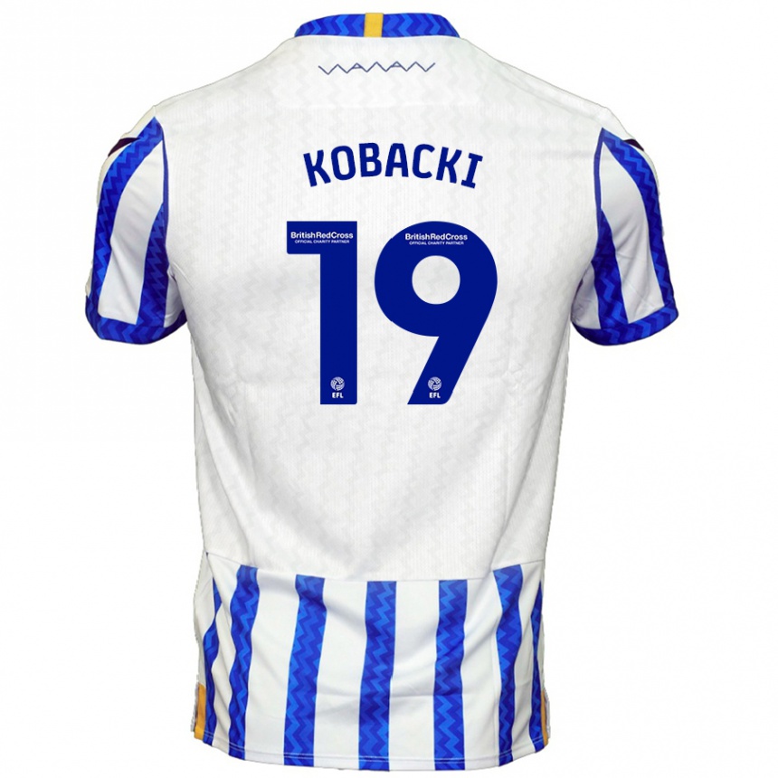 キッズフットボールOlaf Kobacki#19ブルーホワイトホームシャツ2024/25ジャージーユニフォーム