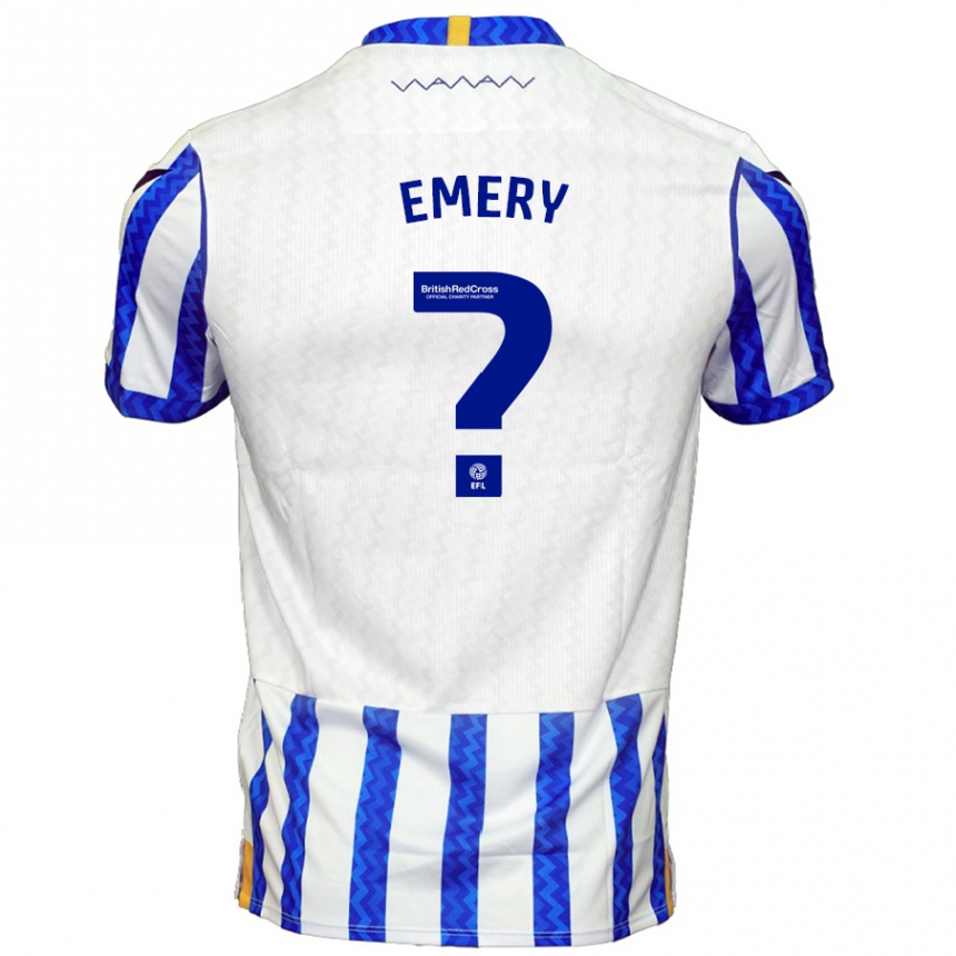 キッズフットボールJoe Emery#0ブルーホワイトホームシャツ2024/25ジャージーユニフォーム