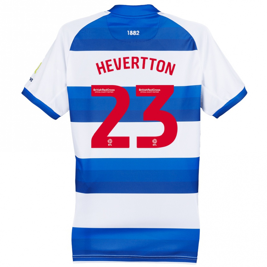 キッズフットボールHevertton#23ホワイト ブルーホームシャツ2024/25ジャージーユニフォーム