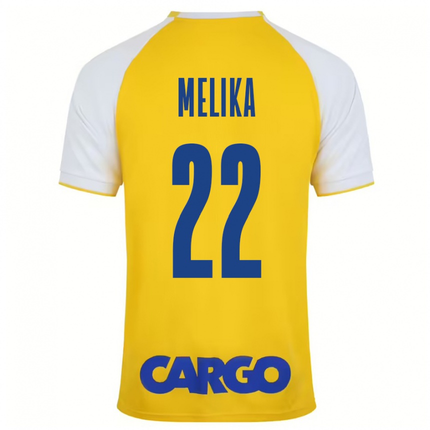 キッズフットボールOfek Melika#22黄白ホームシャツ2024/25ジャージーユニフォーム