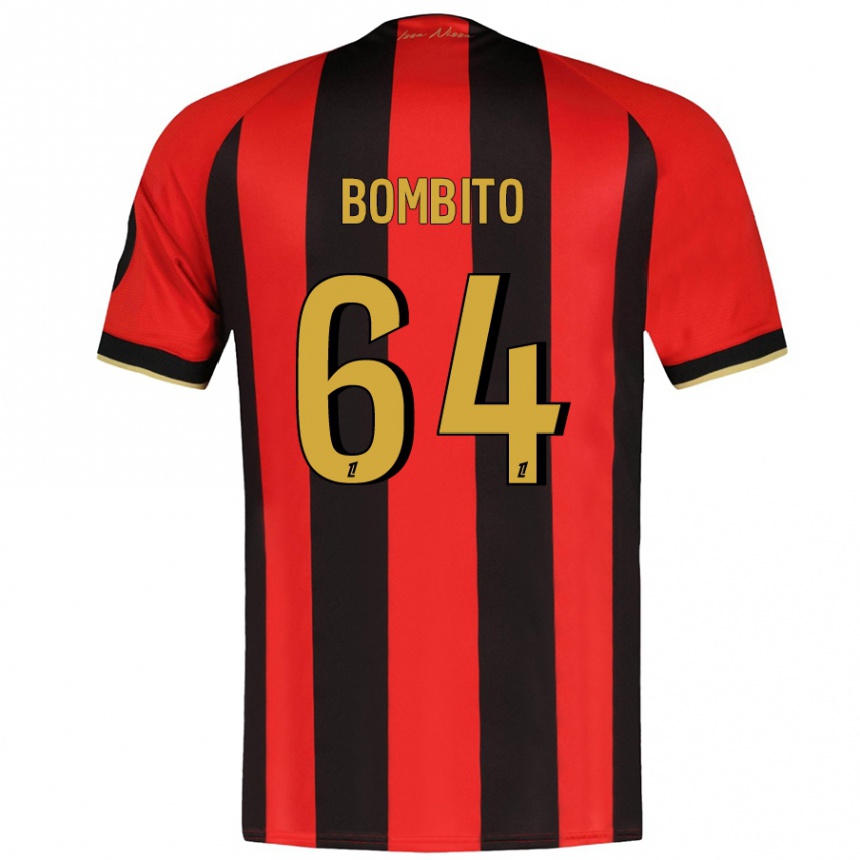 キッズフットボールMoïse Bombito#64赤黒ホームシャツ2024/25ジャージーユニフォーム