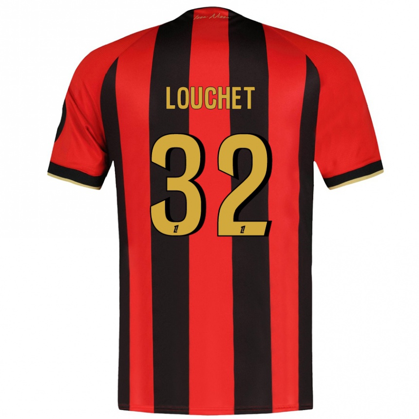 キッズフットボールTom Louchet#32赤黒ホームシャツ2024/25ジャージーユニフォーム