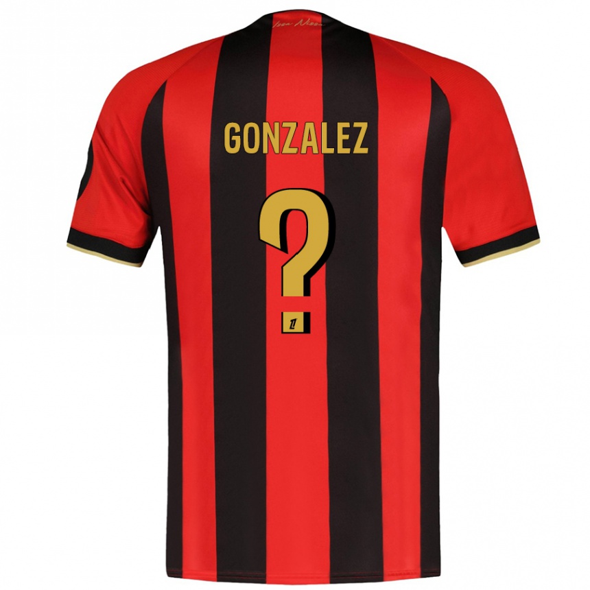 キッズフットボールAnthony Gonzalez#0赤黒ホームシャツ2024/25ジャージーユニフォーム