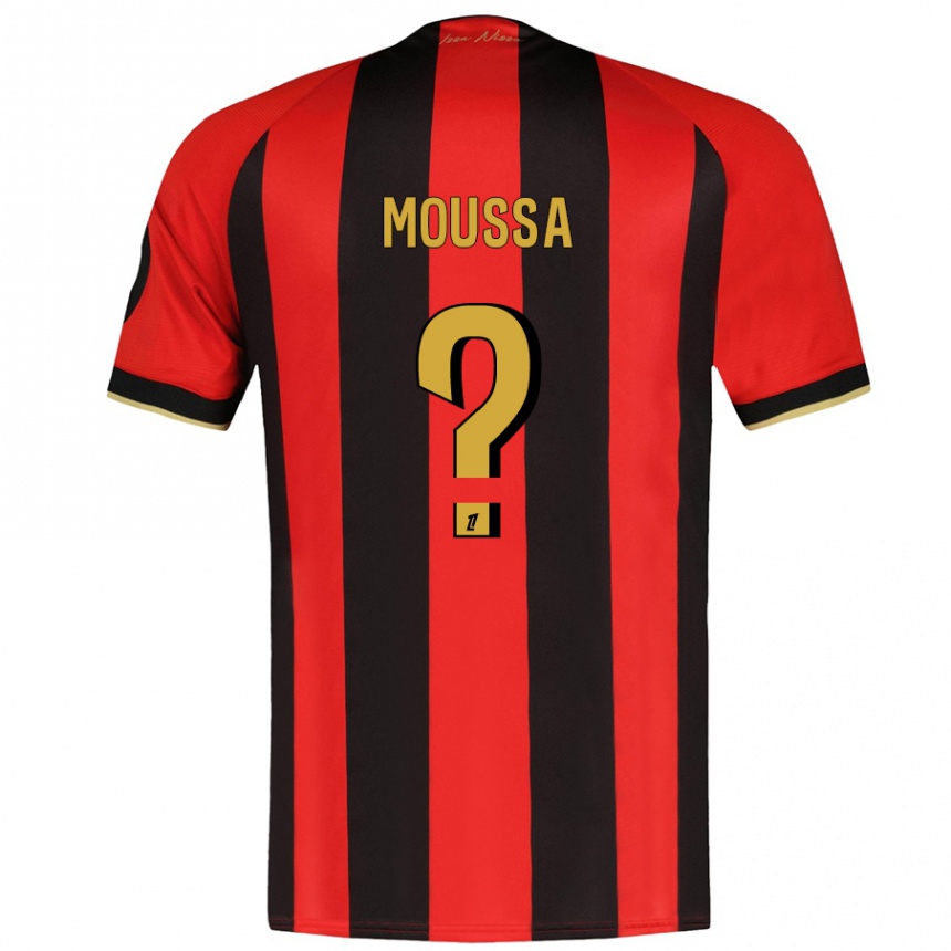 キッズフットボールMounir Moussa#0赤黒ホームシャツ2024/25ジャージーユニフォーム