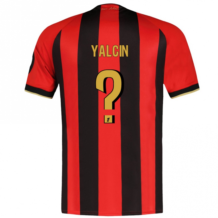 キッズフットボールNoah Yalcin#0赤黒ホームシャツ2024/25ジャージーユニフォーム