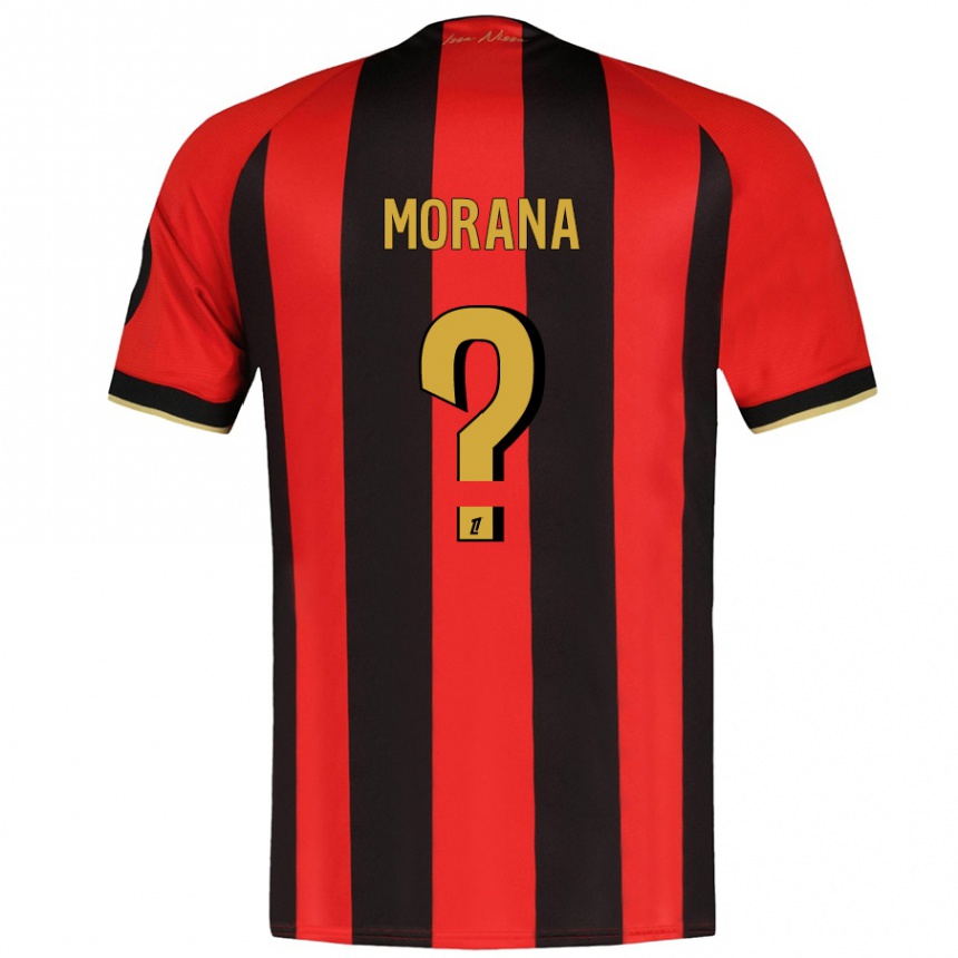 キッズフットボールDjelan Morana#0赤黒ホームシャツ2024/25ジャージーユニフォーム