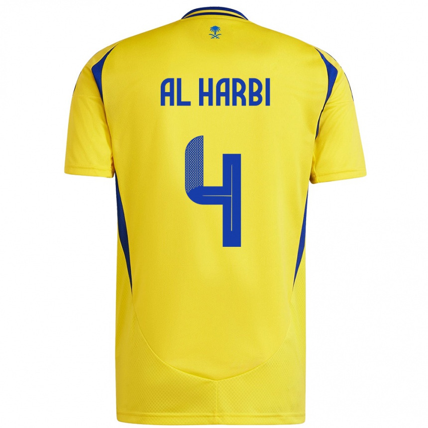 キッズフットボールFay Al-Harbi#4黄 青ホームシャツ2024/25ジャージーユニフォーム