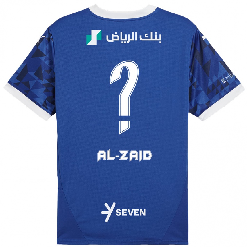 キッズフットボールSuhayb Al-Zaid#0ダークブルーホワイトホームシャツ2024/25ジャージーユニフォーム