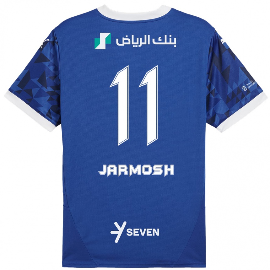 キッズフットボールAbdulaziz Jarmosh#11ダークブルーホワイトホームシャツ2024/25ジャージーユニフォーム