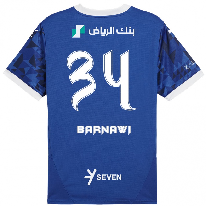 キッズフットボールSaleh Barnawi#34ダークブルーホワイトホームシャツ2024/25ジャージーユニフォーム