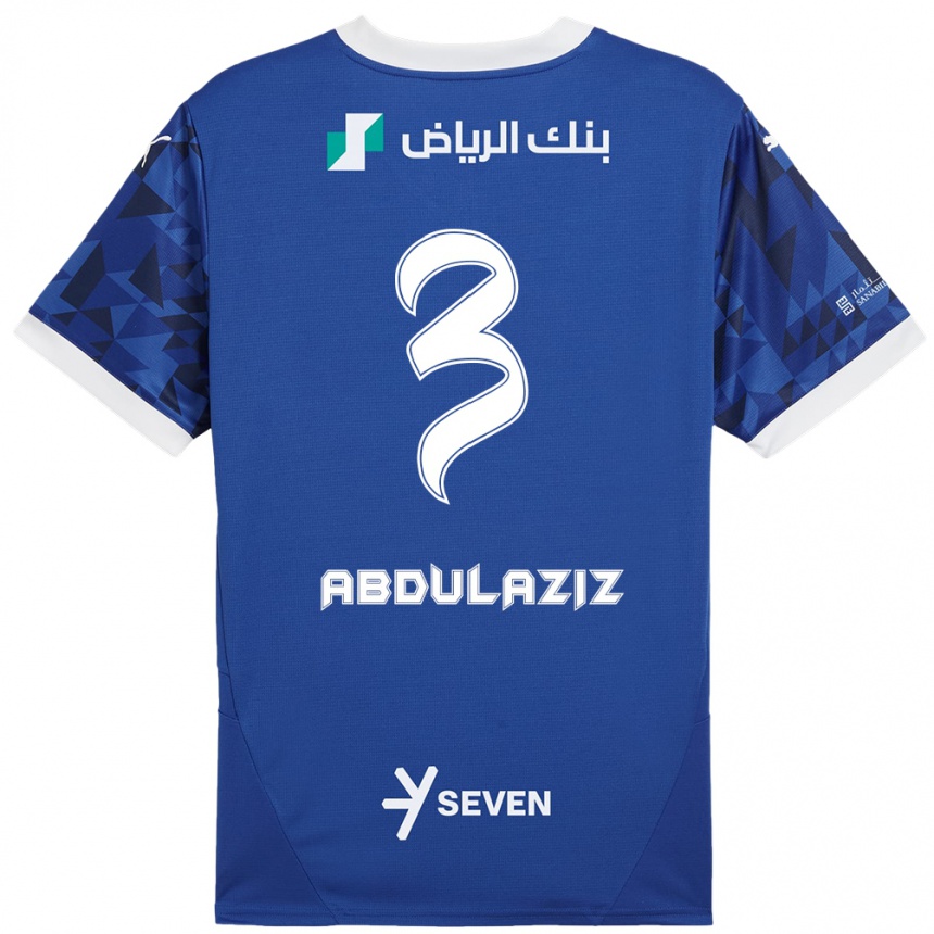 キッズフットボールAl Jawhara Abdulaziz#3ダークブルーホワイトホームシャツ2024/25ジャージーユニフォーム