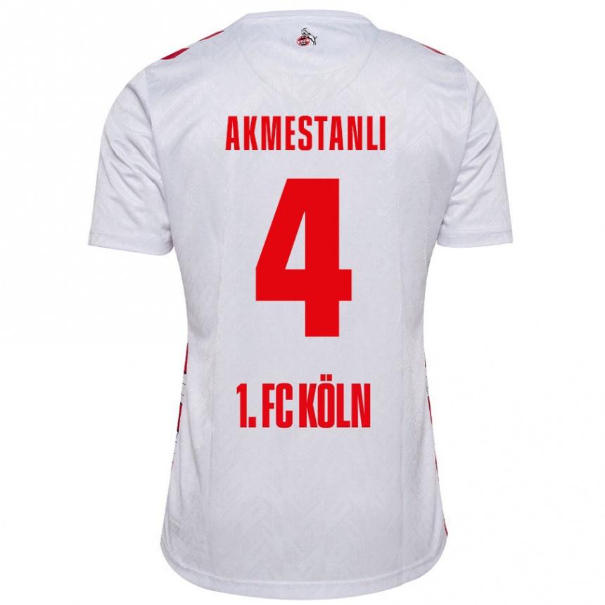 キッズフットボールTeoman Akmestanli#4白 赤ホームシャツ2024/25ジャージーユニフォーム