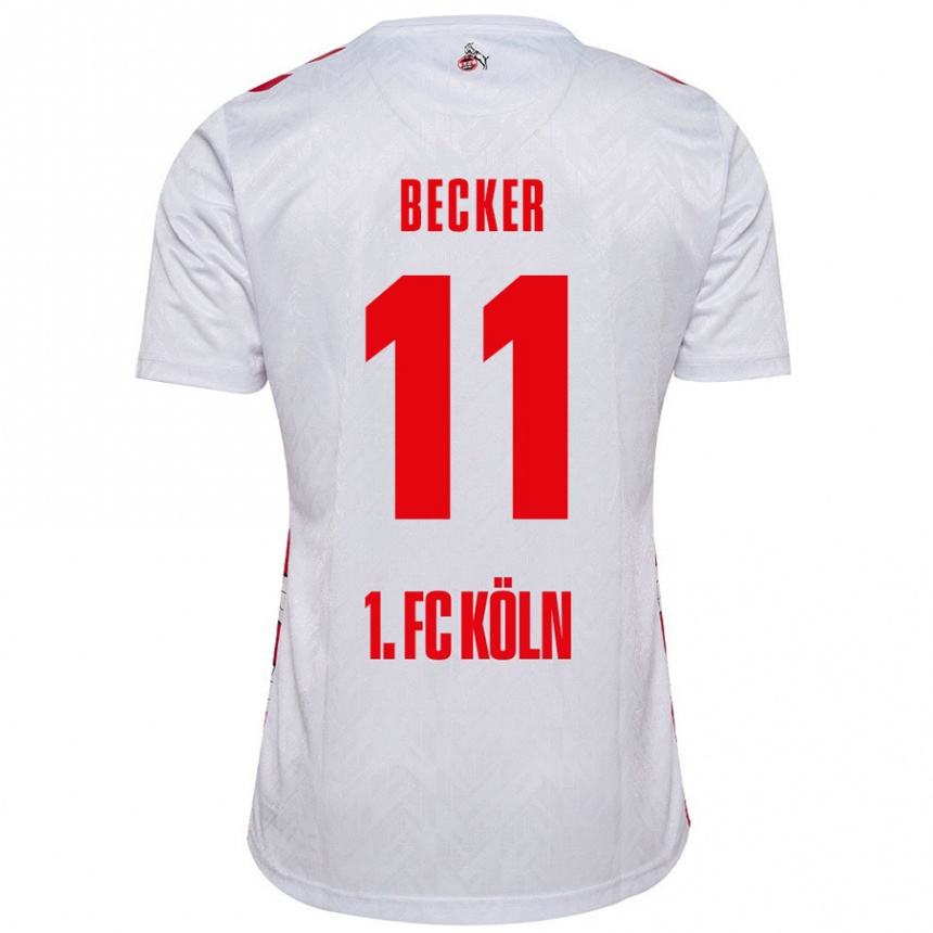 キッズフットボールMarlon Becker#11白 赤ホームシャツ2024/25ジャージーユニフォーム