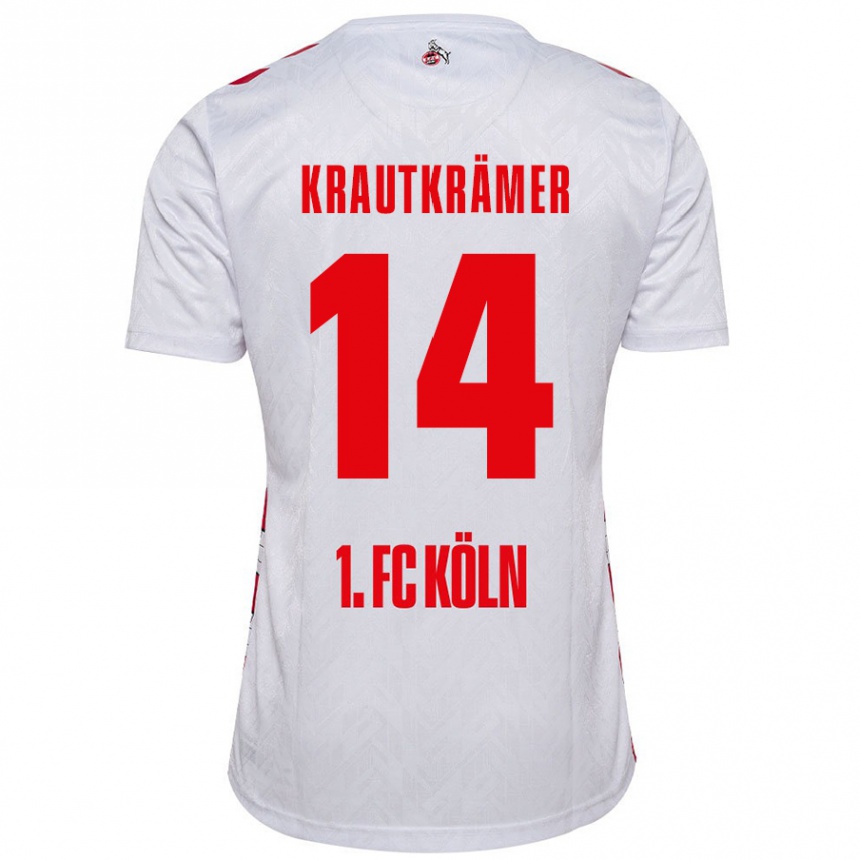 キッズフットボールJakob Krautkrämer#14白 赤ホームシャツ2024/25ジャージーユニフォーム