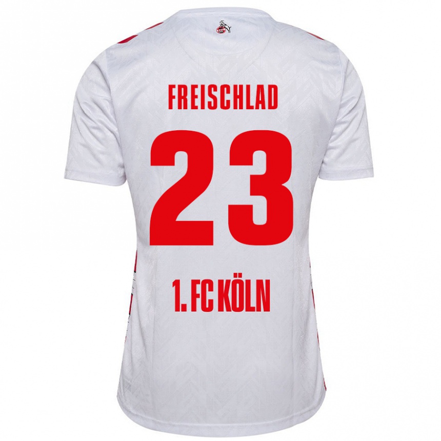 キッズフットボールYannick Freischlad#23白 赤ホームシャツ2024/25ジャージーユニフォーム