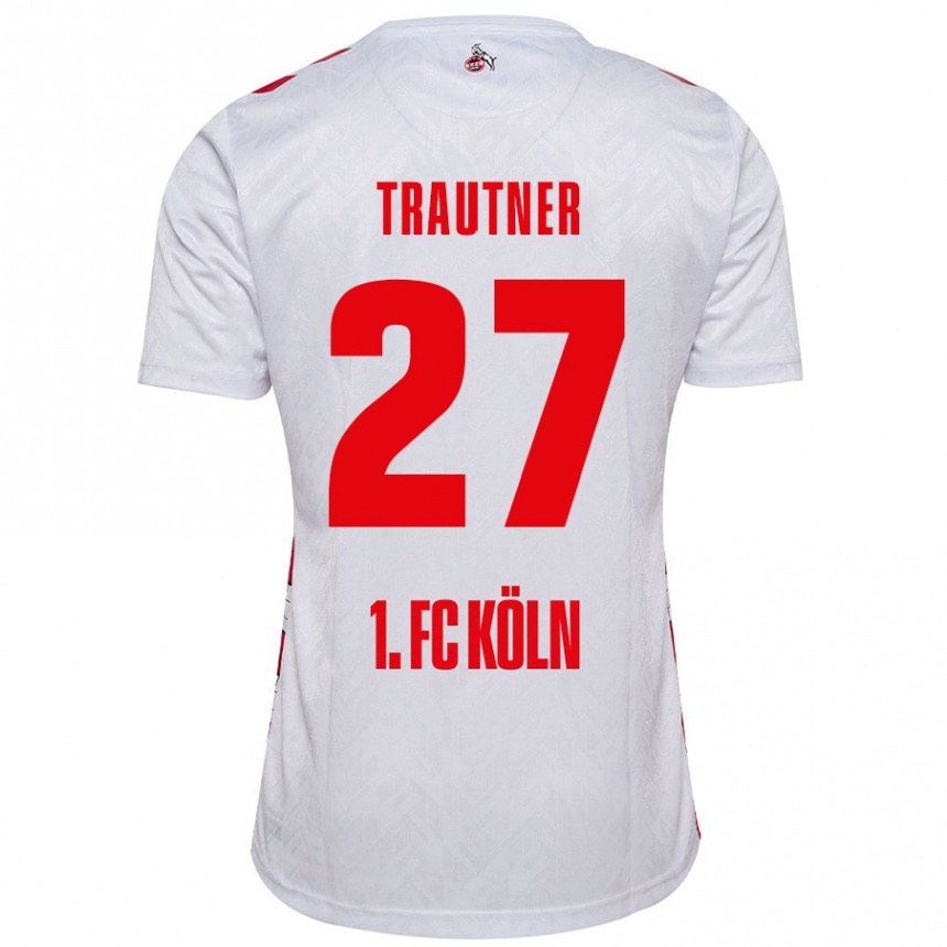 キッズフットボールTobias Trautner#27白 赤ホームシャツ2024/25ジャージーユニフォーム