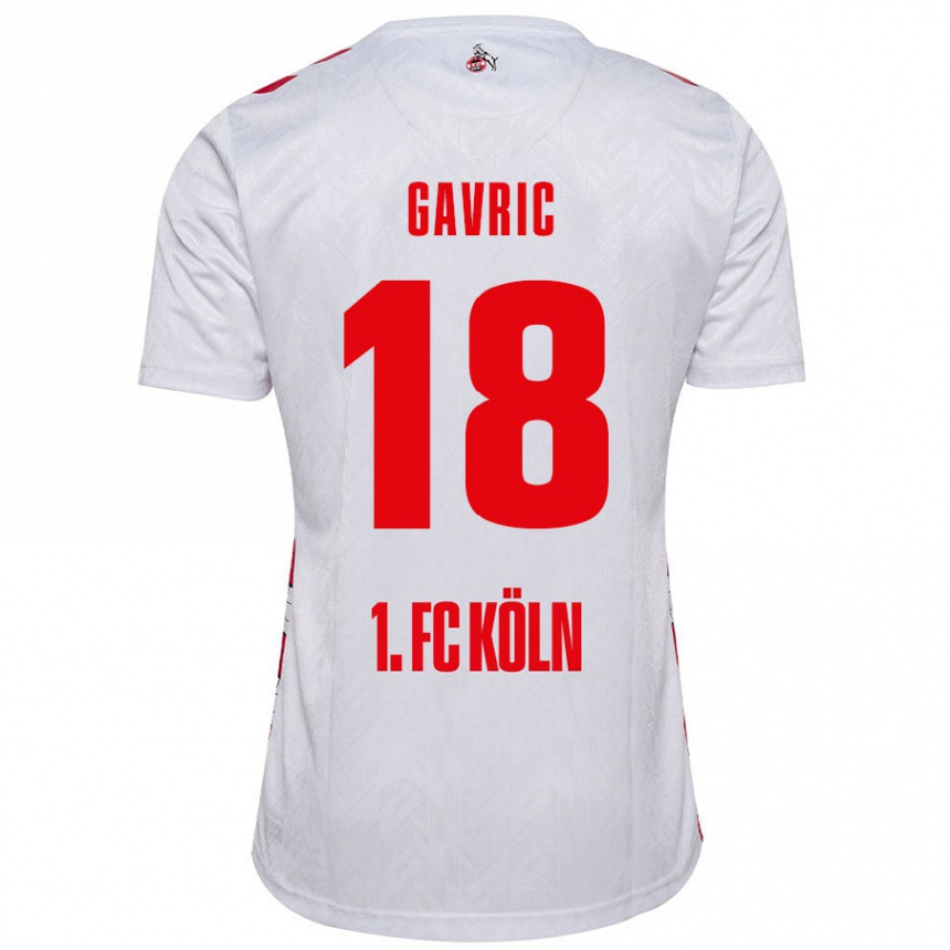 キッズフットボールAndrea Gavrić#18白 赤ホームシャツ2024/25ジャージーユニフォーム