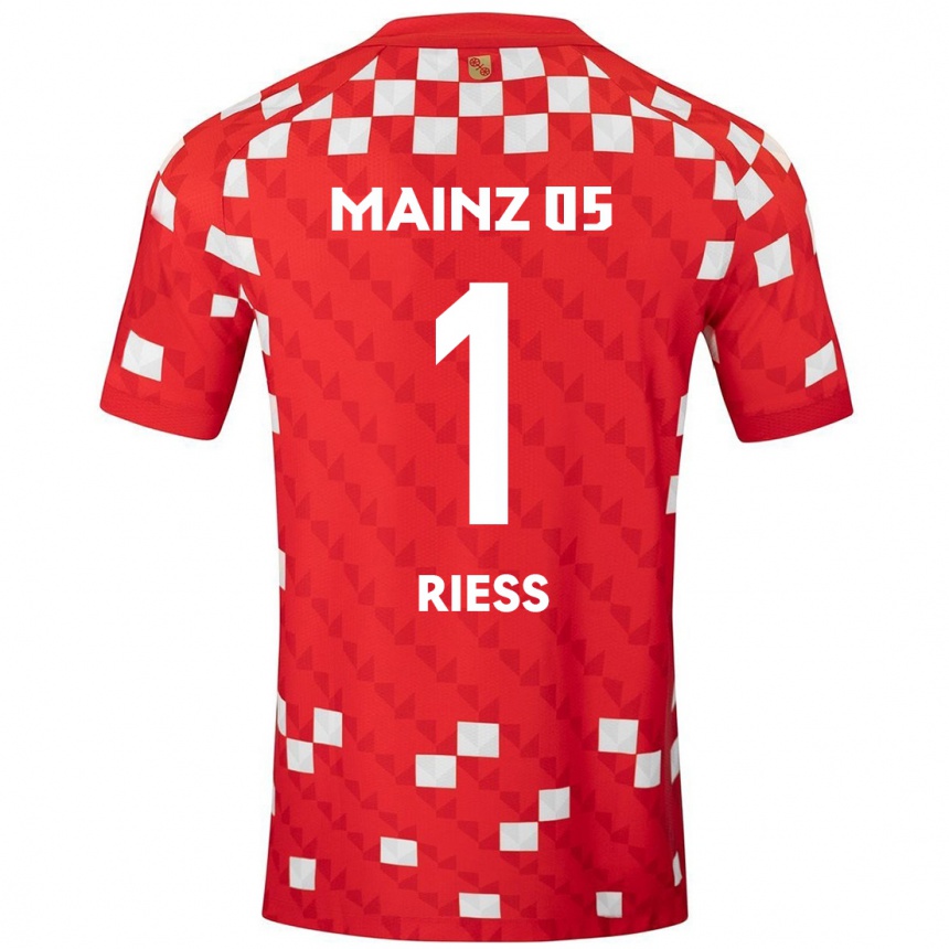 キッズフットボールLasse Rieß#1白 赤ホームシャツ2024/25ジャージーユニフォーム