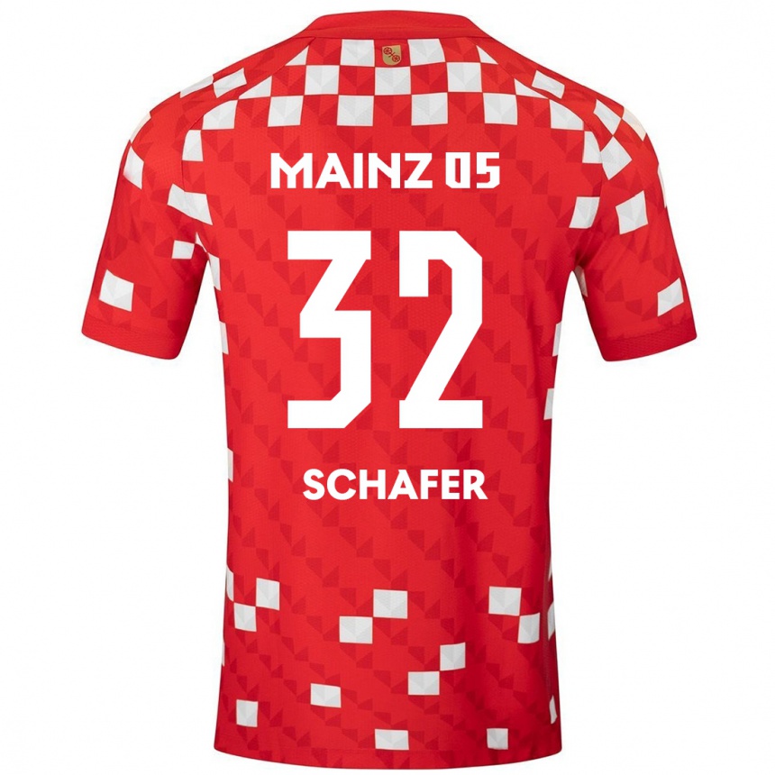 キッズフットボールAnn-Christin Schäfer#32白 赤ホームシャツ2024/25ジャージーユニフォーム