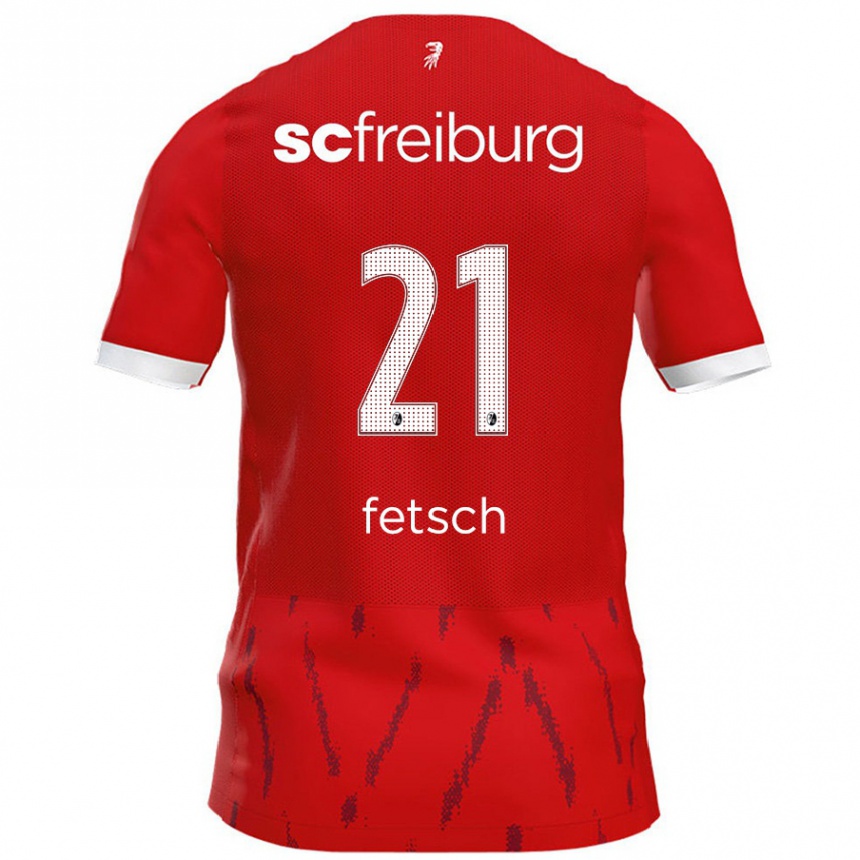 キッズフットボールMathias Fetsch#21赤ホームシャツ2024/25ジャージーユニフォーム