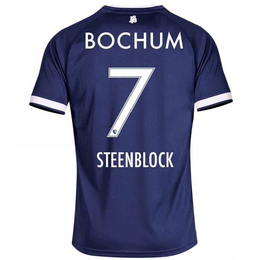 キッズフットボールJannis Steenblock#7ダークブルーホームシャツ2024/25ジャージーユニフォーム