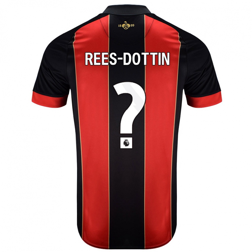 キッズフットボールRemy Rees-Dottin#0赤黒ホームシャツ2024/25ジャージーユニフォーム