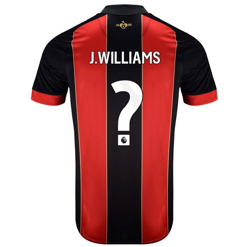 キッズフットボールJay Williams#0赤黒ホームシャツ2024/25ジャージーユニフォーム