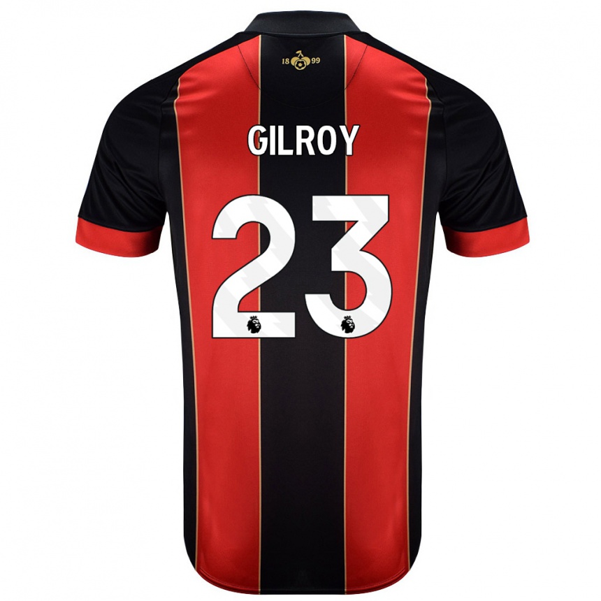 キッズフットボールChloe Gilroy#23赤黒ホームシャツ2024/25ジャージーユニフォーム