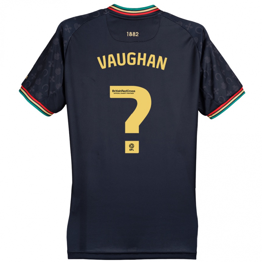 キッズフットボールRohan Vaughan#0ダークネイビーブルーアウェイシャツ2024/25ジャージーユニフォーム