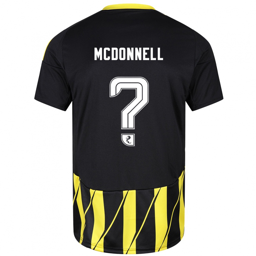 キッズフットボールNoah Mcdonnell#0黒 黄アウェイシャツ2024/25ジャージーユニフォーム