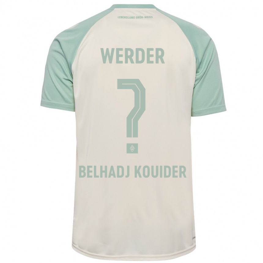 キッズフットボールMahfoud Belhadj Kouider#0オフホワイト ライトグリーンアウェイシャツ2024/25ジャージーユニフォーム