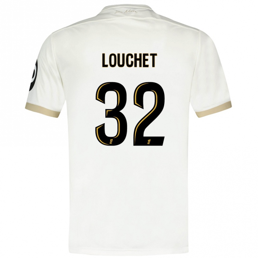 キッズフットボールTom Louchet#32ホワイトゴールドアウェイシャツ2024/25ジャージーユニフォーム