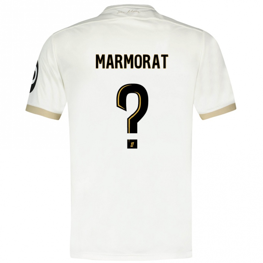 キッズフットボールMathéo Marmorat#0ホワイトゴールドアウェイシャツ2024/25ジャージーユニフォーム