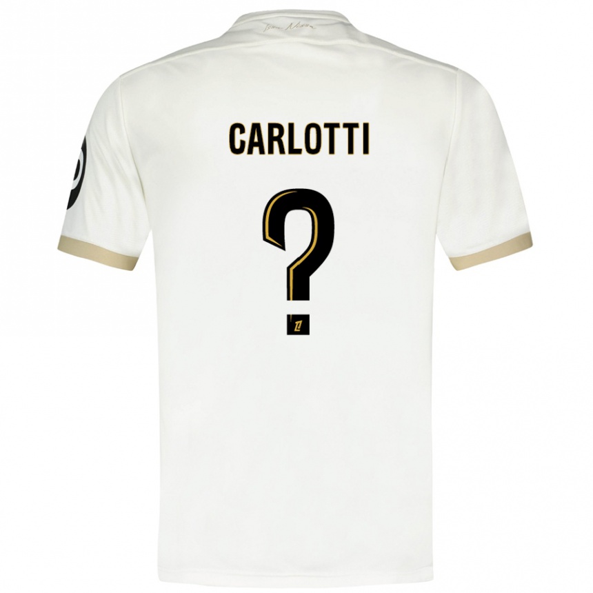 キッズフットボールMathis Carlotti#0ホワイトゴールドアウェイシャツ2024/25ジャージーユニフォーム