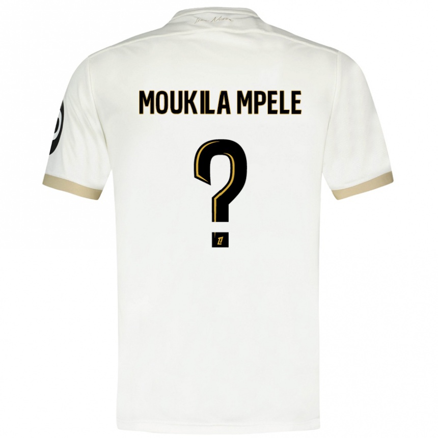 キッズフットボールBeny Moukila Mpele#0ホワイトゴールドアウェイシャツ2024/25ジャージーユニフォーム