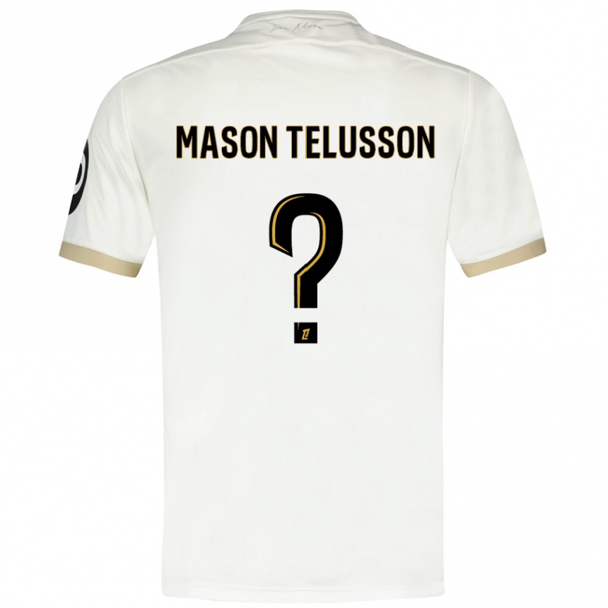 キッズフットボールJah Mason Telusson#0ホワイトゴールドアウェイシャツ2024/25ジャージーユニフォーム