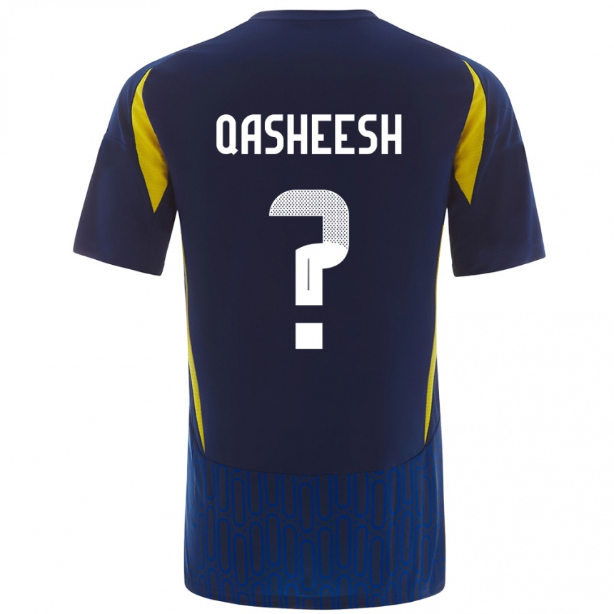 キッズフットボールMajed Qasheesh#0青 黄アウェイシャツ2024/25ジャージーユニフォーム