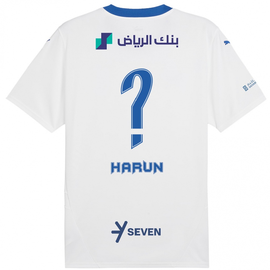 キッズフットボールSaud Harun#0ホワイト ブルーアウェイシャツ2024/25ジャージーユニフォーム