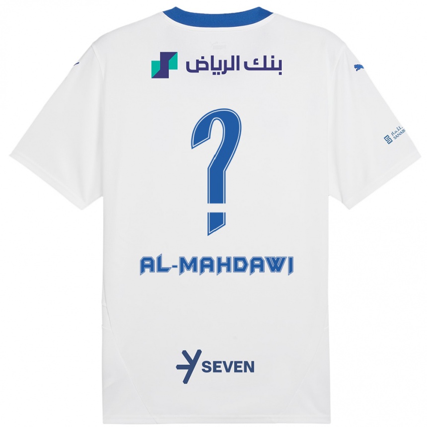 キッズフットボールAli Al-Mahdawi#0ホワイト ブルーアウェイシャツ2024/25ジャージーユニフォーム