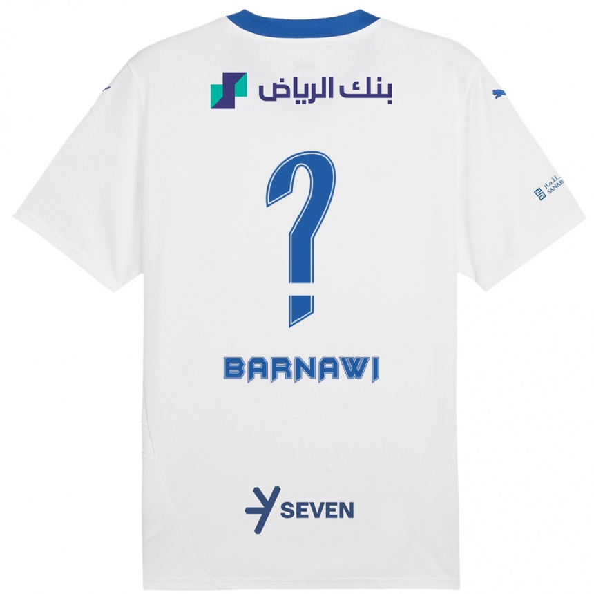 キッズフットボールAbdulsalam Barnawi#0ホワイト ブルーアウェイシャツ2024/25ジャージーユニフォーム