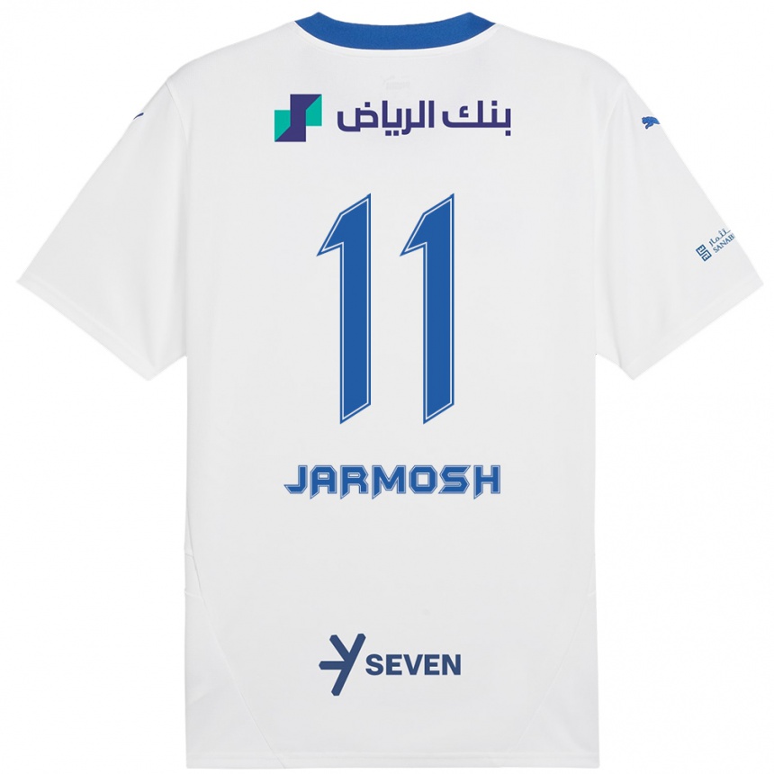 キッズフットボールAbdulaziz Jarmosh#11ホワイト ブルーアウェイシャツ2024/25ジャージーユニフォーム