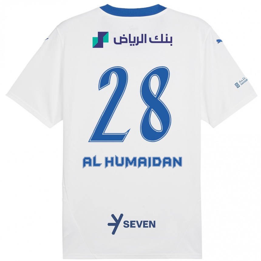 キッズフットボールFay Al-Humaidan#28ホワイト ブルーアウェイシャツ2024/25ジャージーユニフォーム