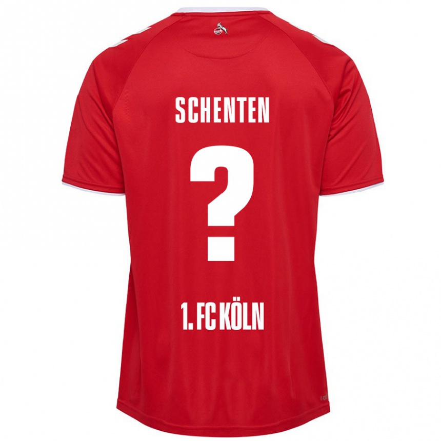 キッズフットボールFynn Schenten#0赤 白アウェイシャツ2024/25ジャージーユニフォーム