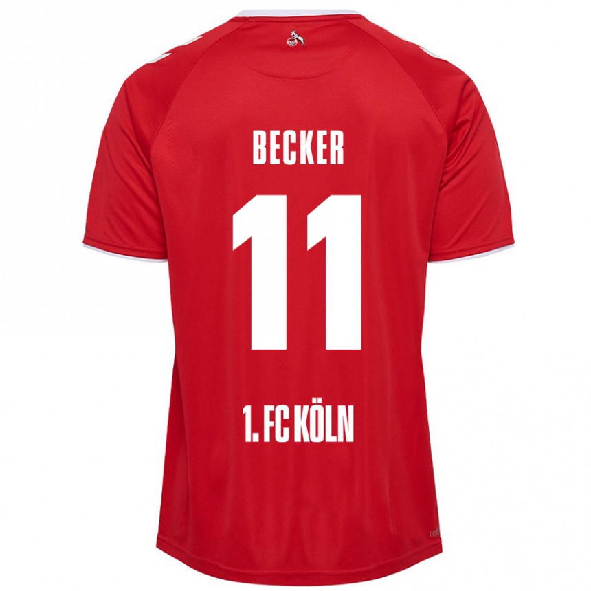 キッズフットボールMarlon Becker#11赤 白アウェイシャツ2024/25ジャージーユニフォーム