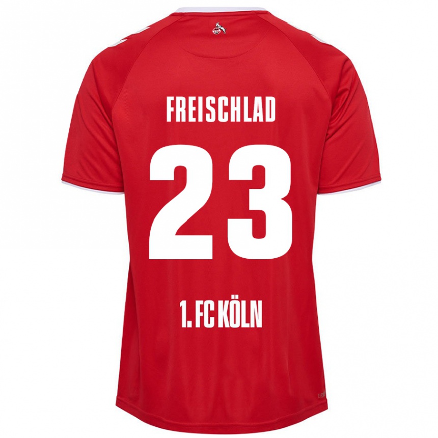 キッズフットボールYannick Freischlad#23赤 白アウェイシャツ2024/25ジャージーユニフォーム