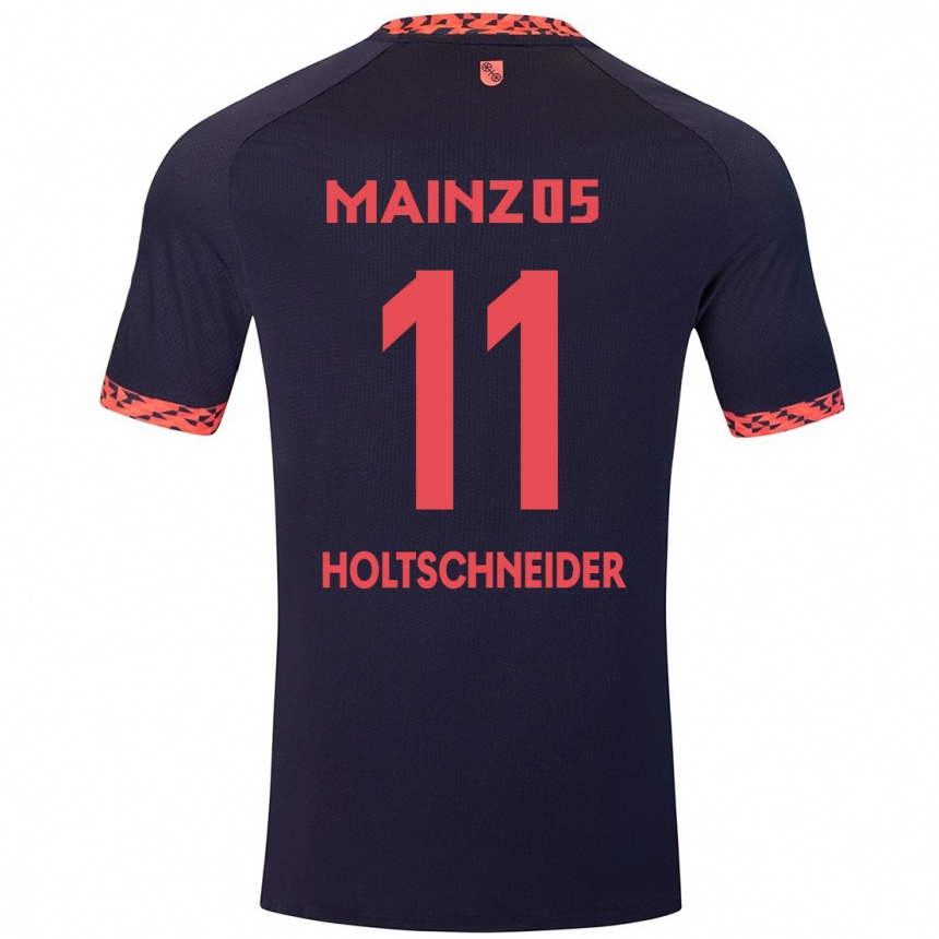 キッズフットボールHannah Holtschneider#11ブルーコーラルレッドアウェイシャツ2024/25ジャージーユニフォーム