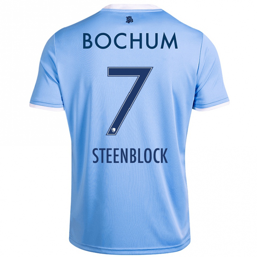 キッズフットボールJannis Steenblock#7スカイブルーアウェイシャツ2024/25ジャージーユニフォーム