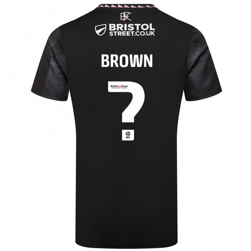 キッズフットボールKian Brown#0黒アウェイシャツ2024/25ジャージーユニフォーム